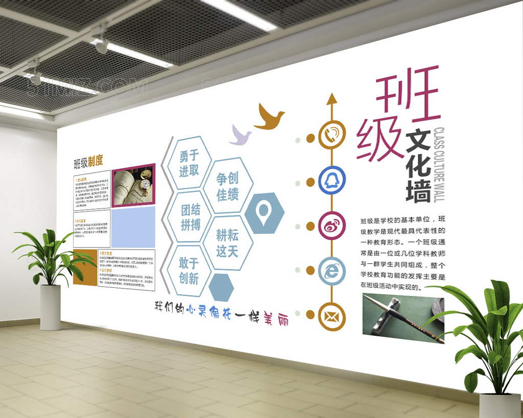 六边形时尚班级文化墙