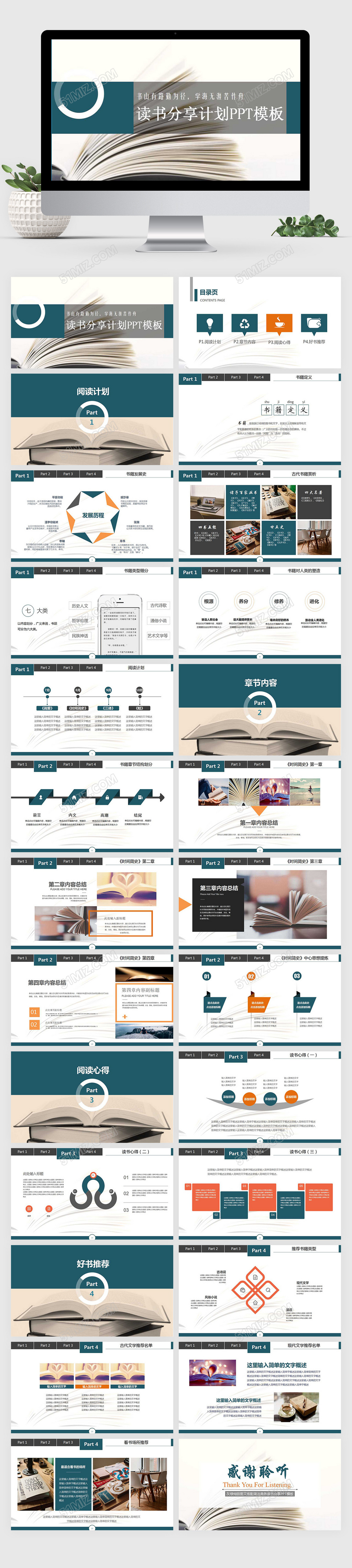 读书分享读书报告计划PPT模板