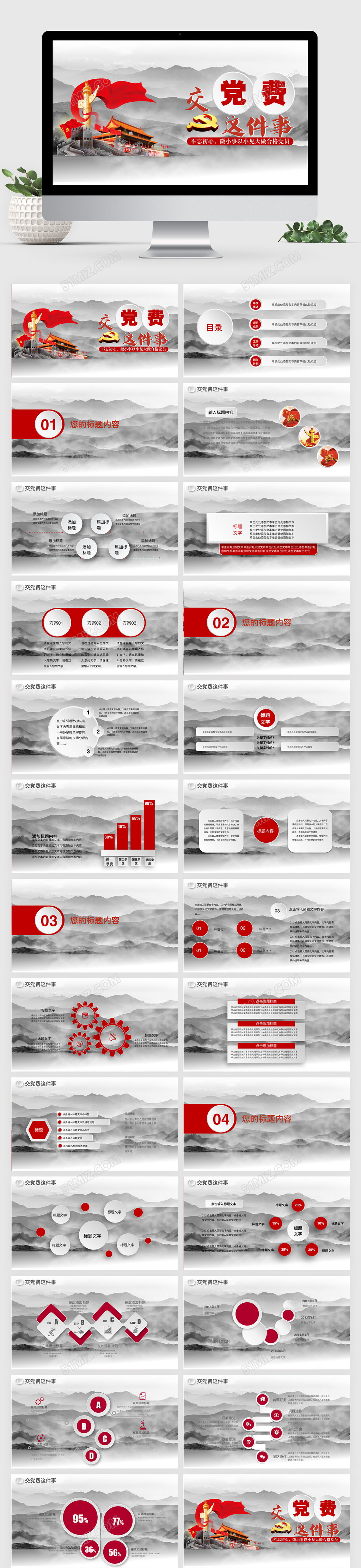 交党费这件事keynote模板ppt模板