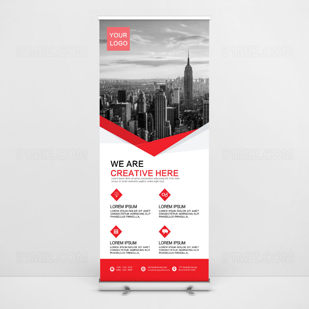 红色时尚易拉宝展架