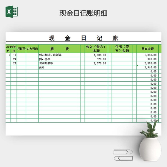 现金日记账自动计算