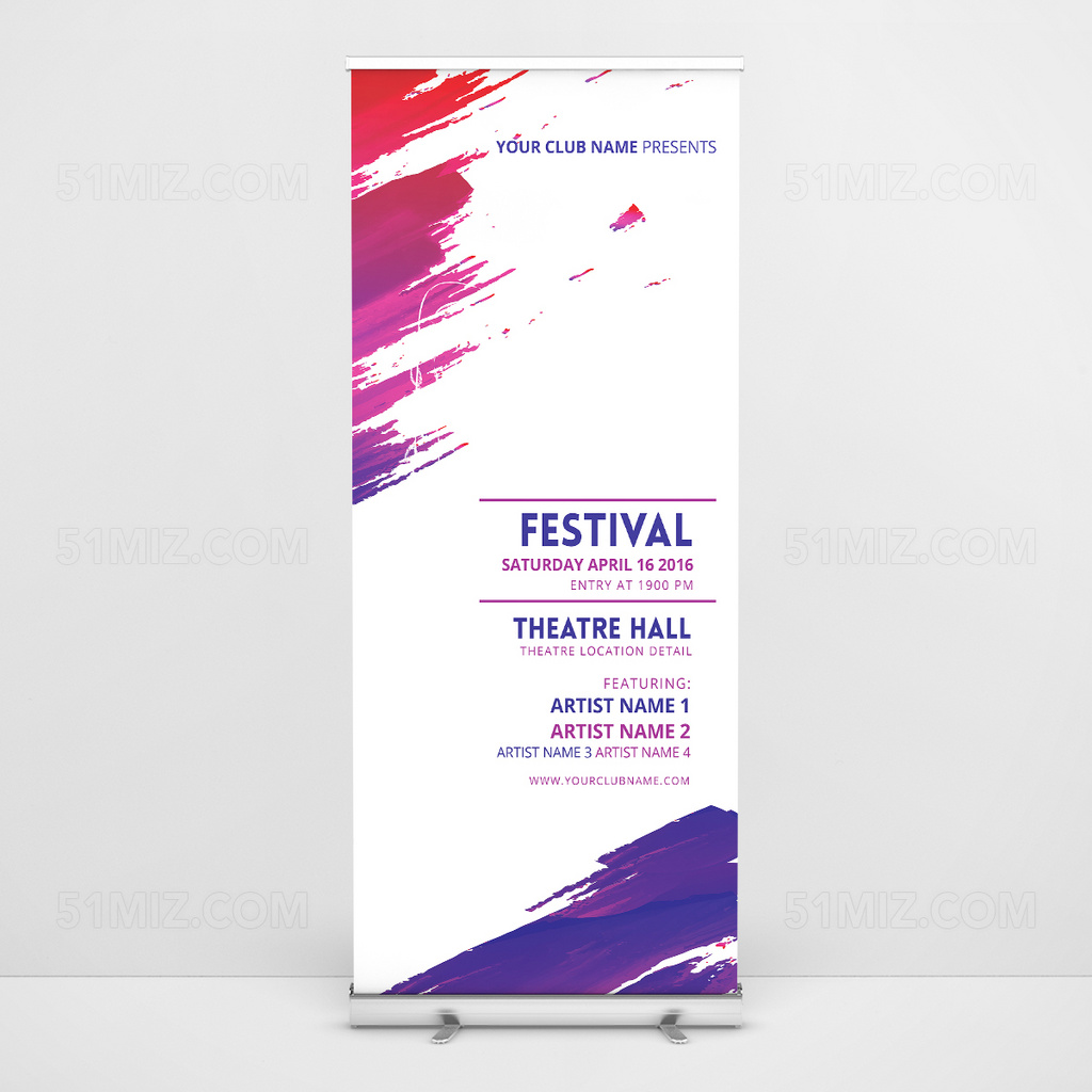 简约时尚水彩易拉宝设计