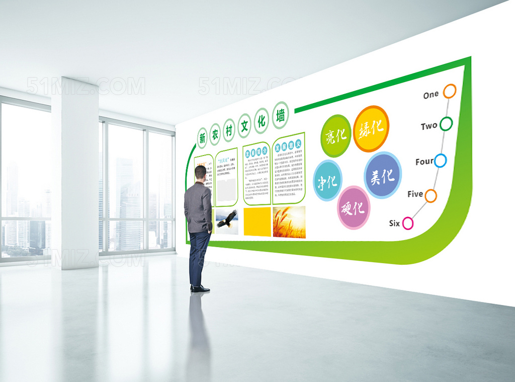 绿色清新时尚新农村文化墙