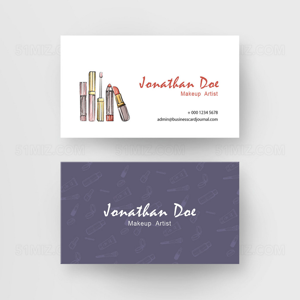 简约手绘化妆师名片设计