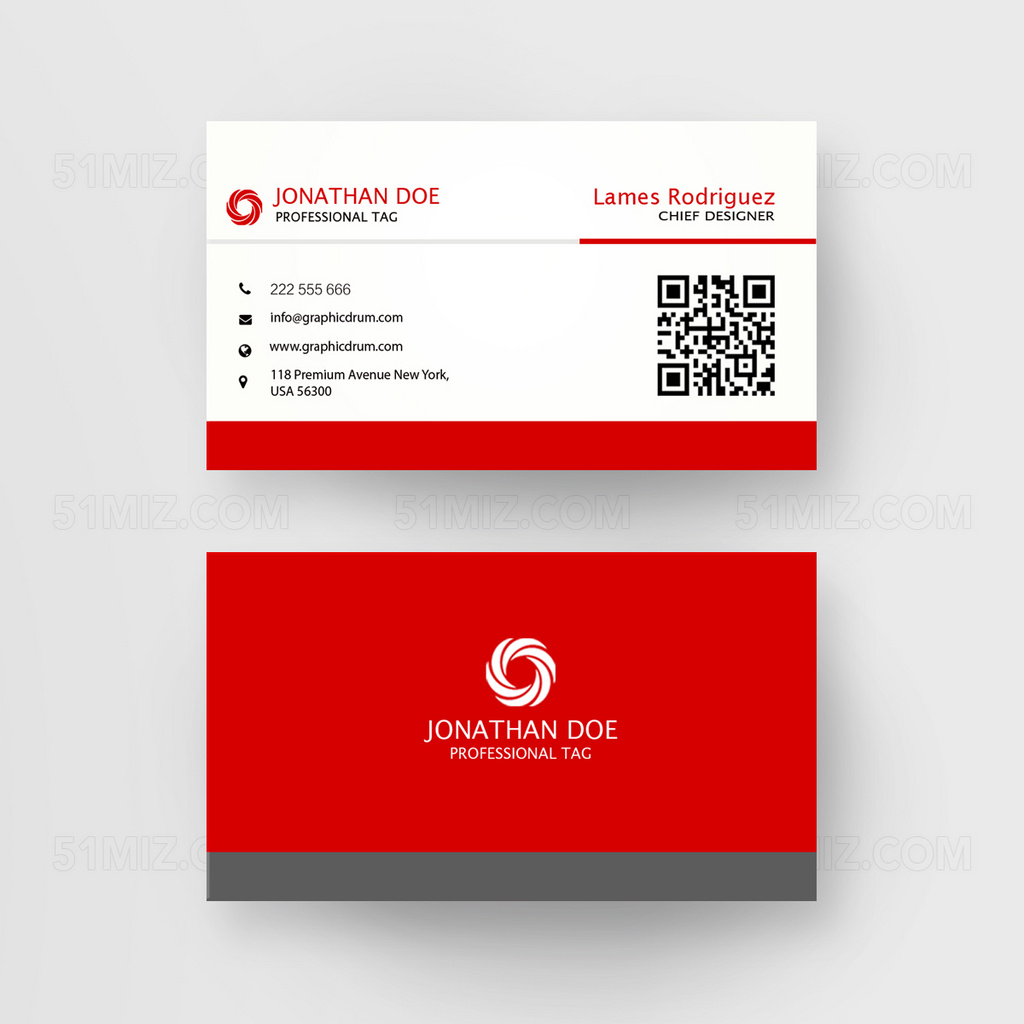 简约时尚高端红色创意商务企业名片