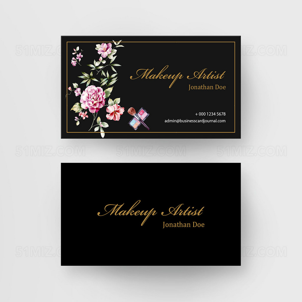 黑色背景大气高档化妆师名片