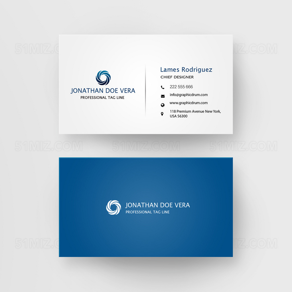 大气商务蓝白名片