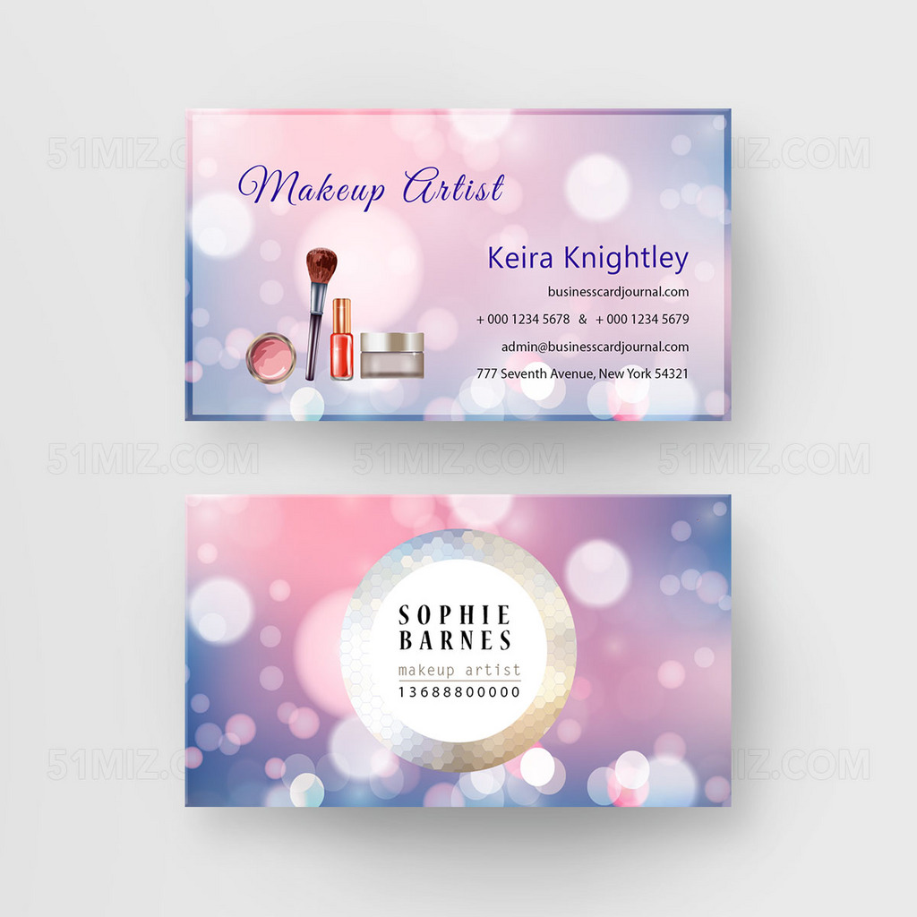 梦幻时尚创意化妆师名片