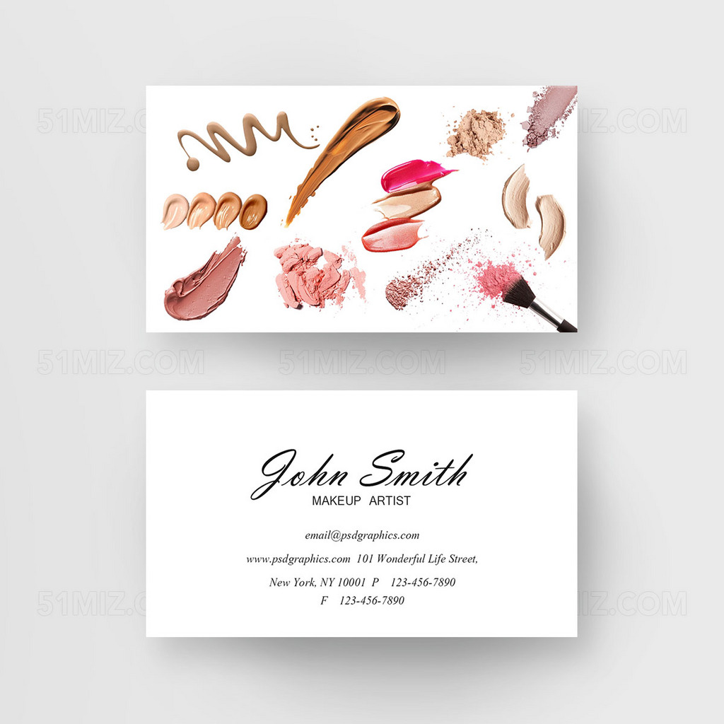 时尚简约化妆师名片 