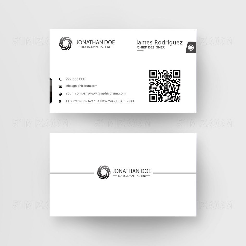 黑白简约清新名片