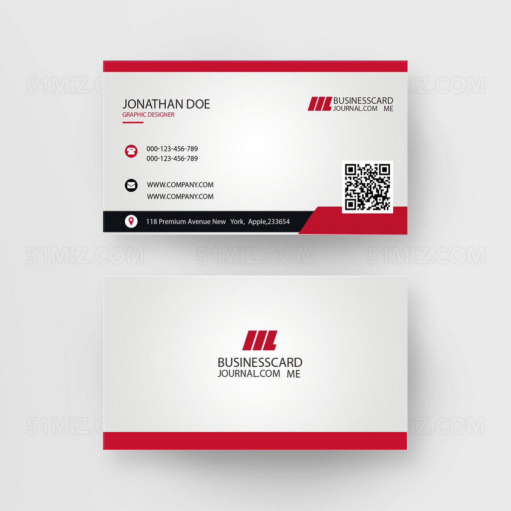 简约红白商务名片