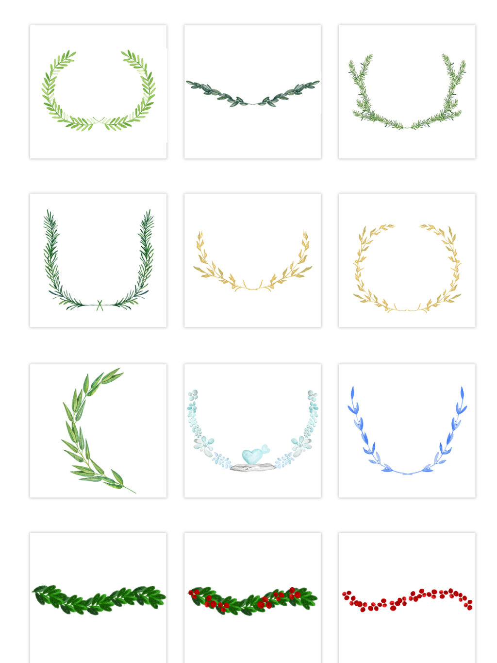 12个装饰绿叶枝条素材