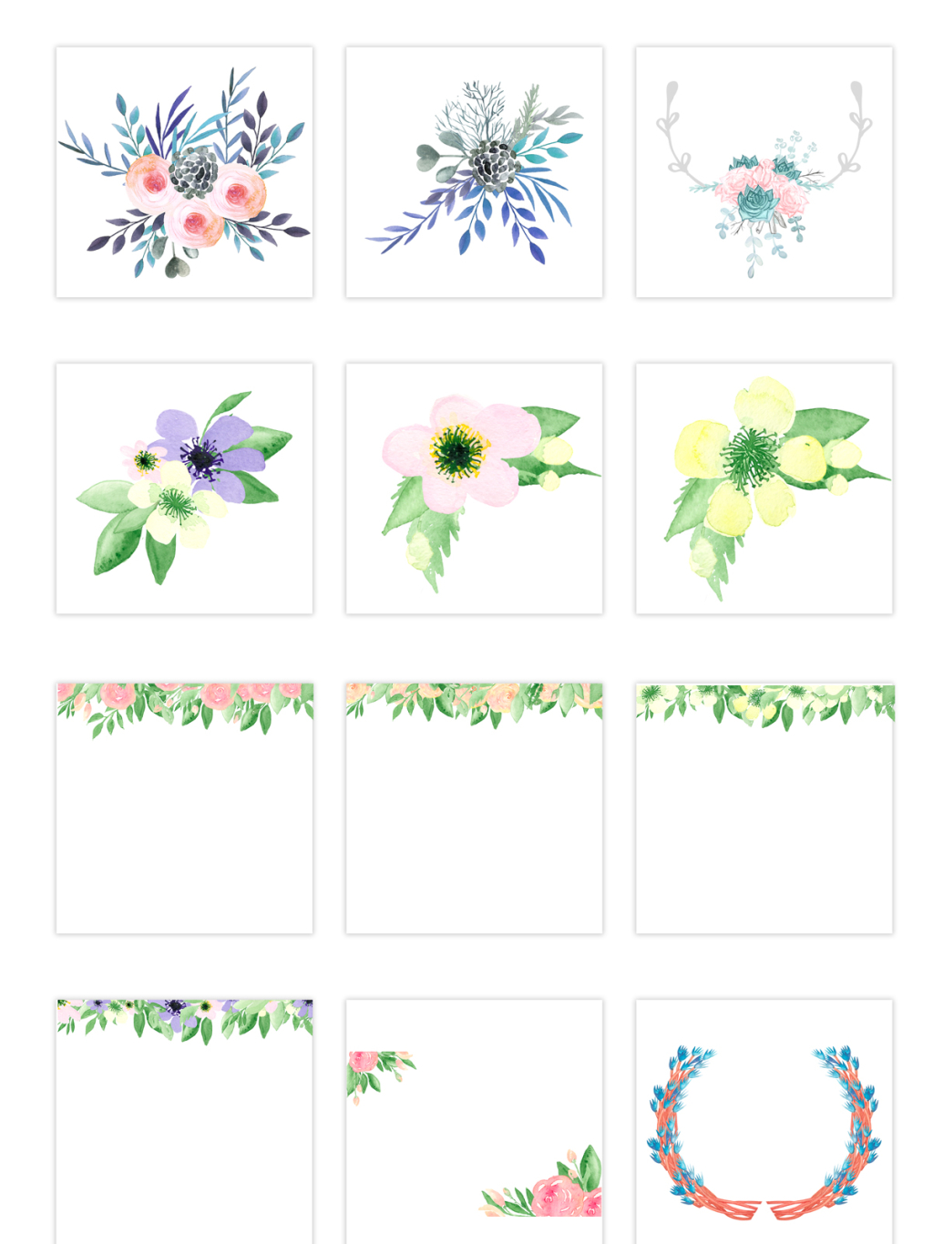 12个花边花丛装饰元素