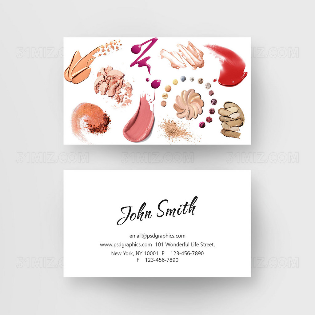 白色背景简约时尚化妆师名片