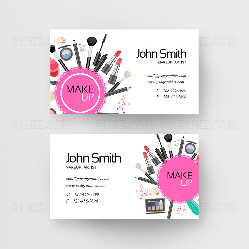 白色背景时尚个性化妆师名片
