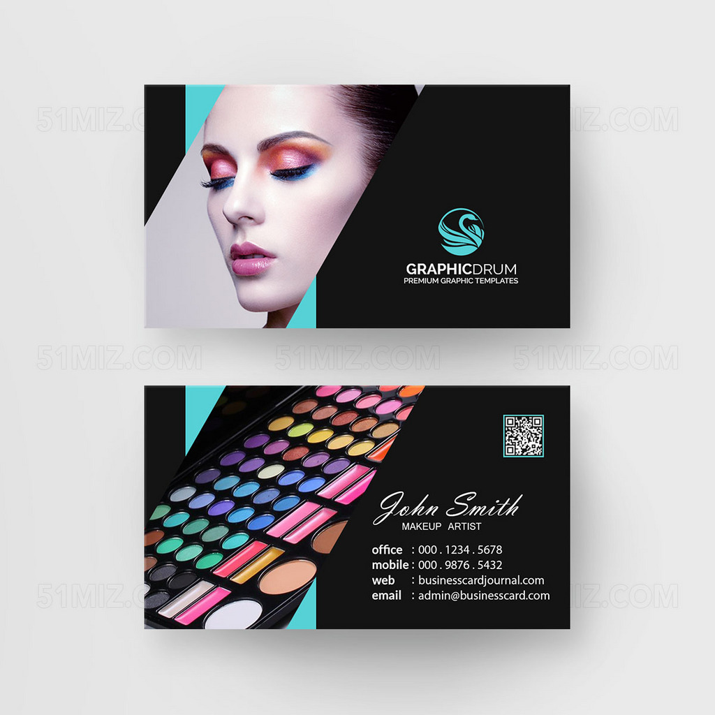 黑色背景大气高档化妆师名片