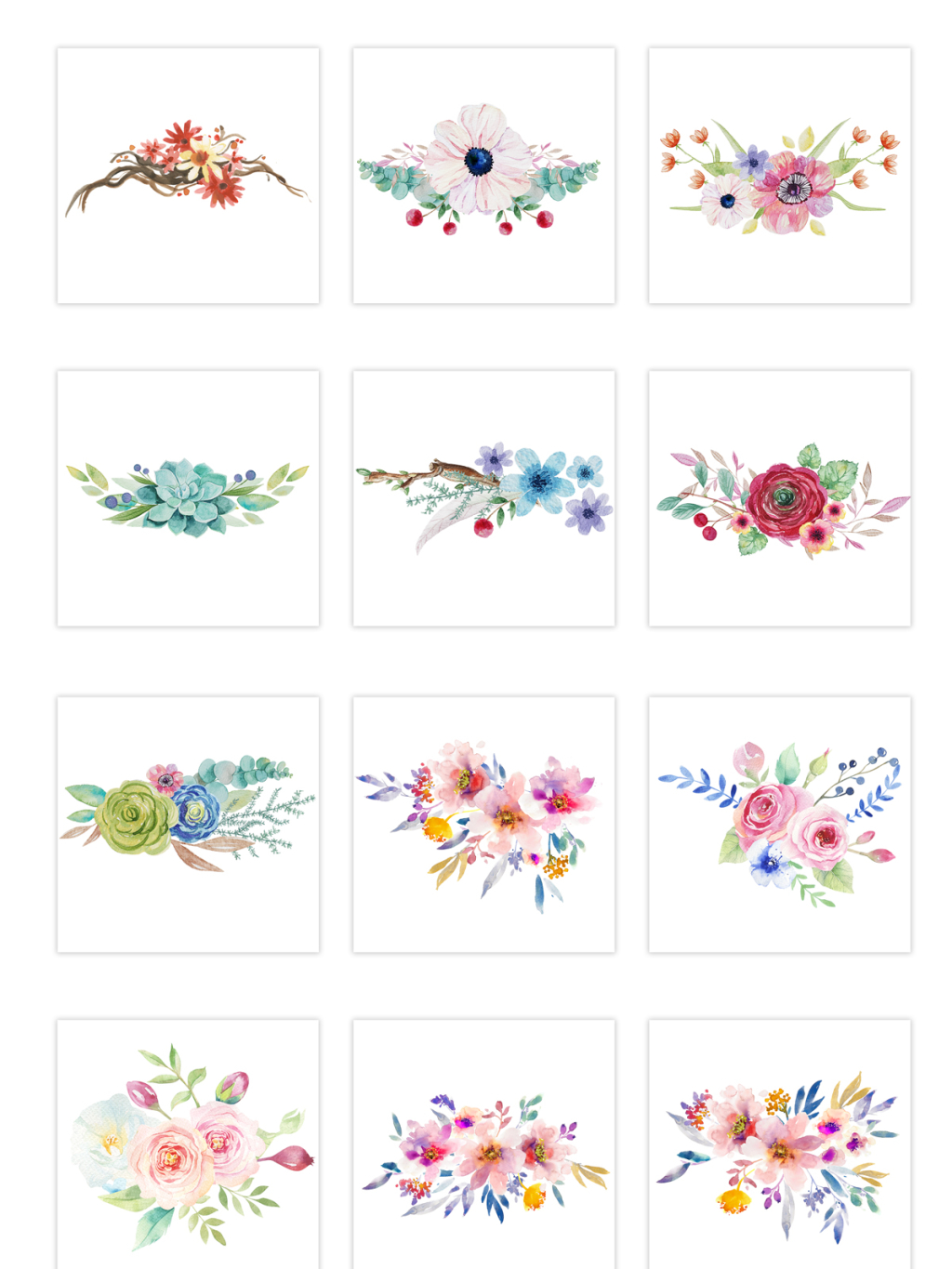 12个彩色花卉素材