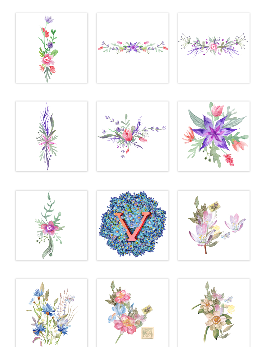 12手绘紫色花朵素材