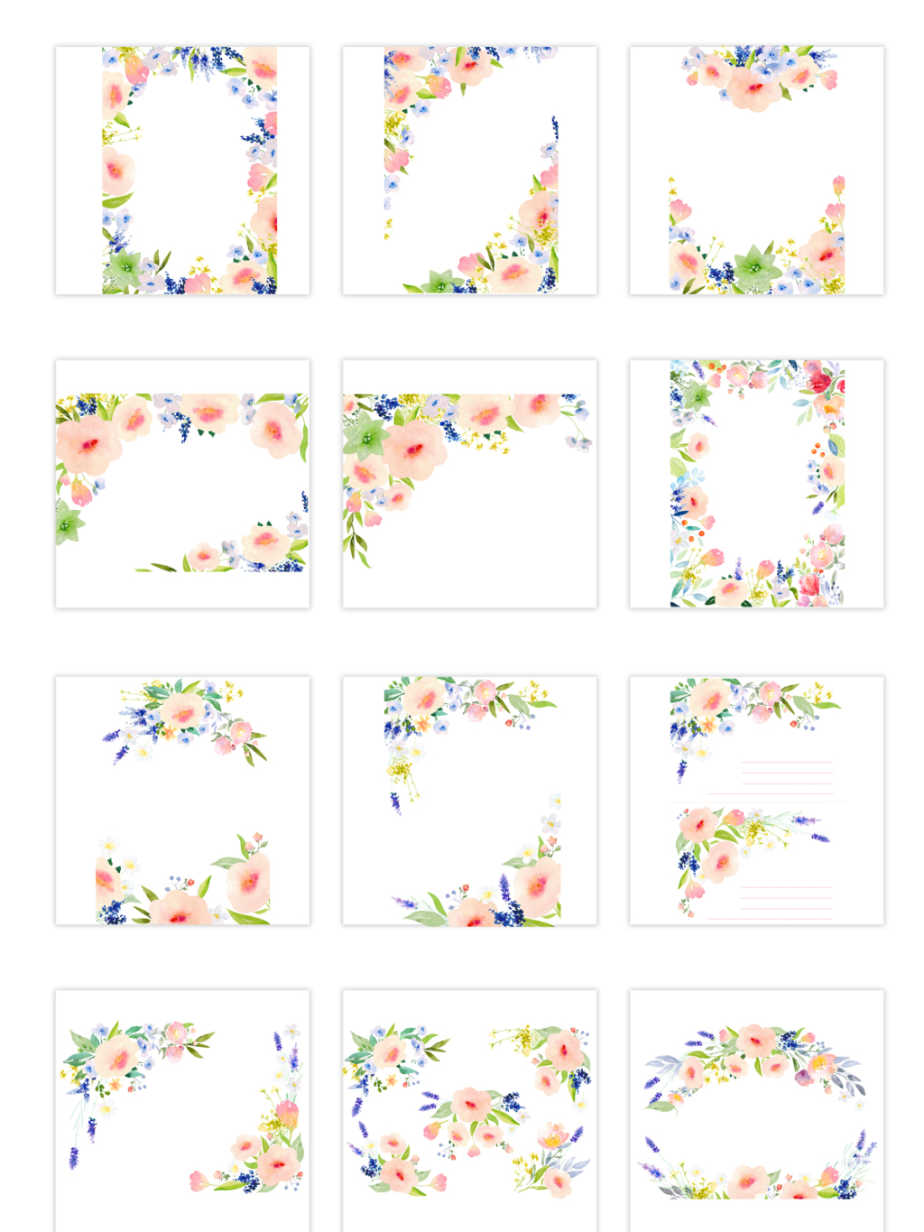 12个花朵边框素材