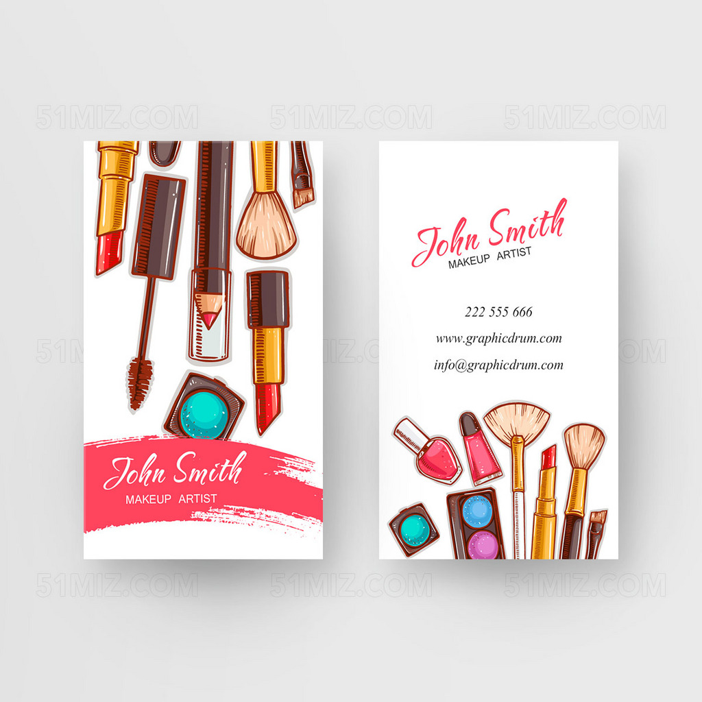 简约手绘创意化妆师名片