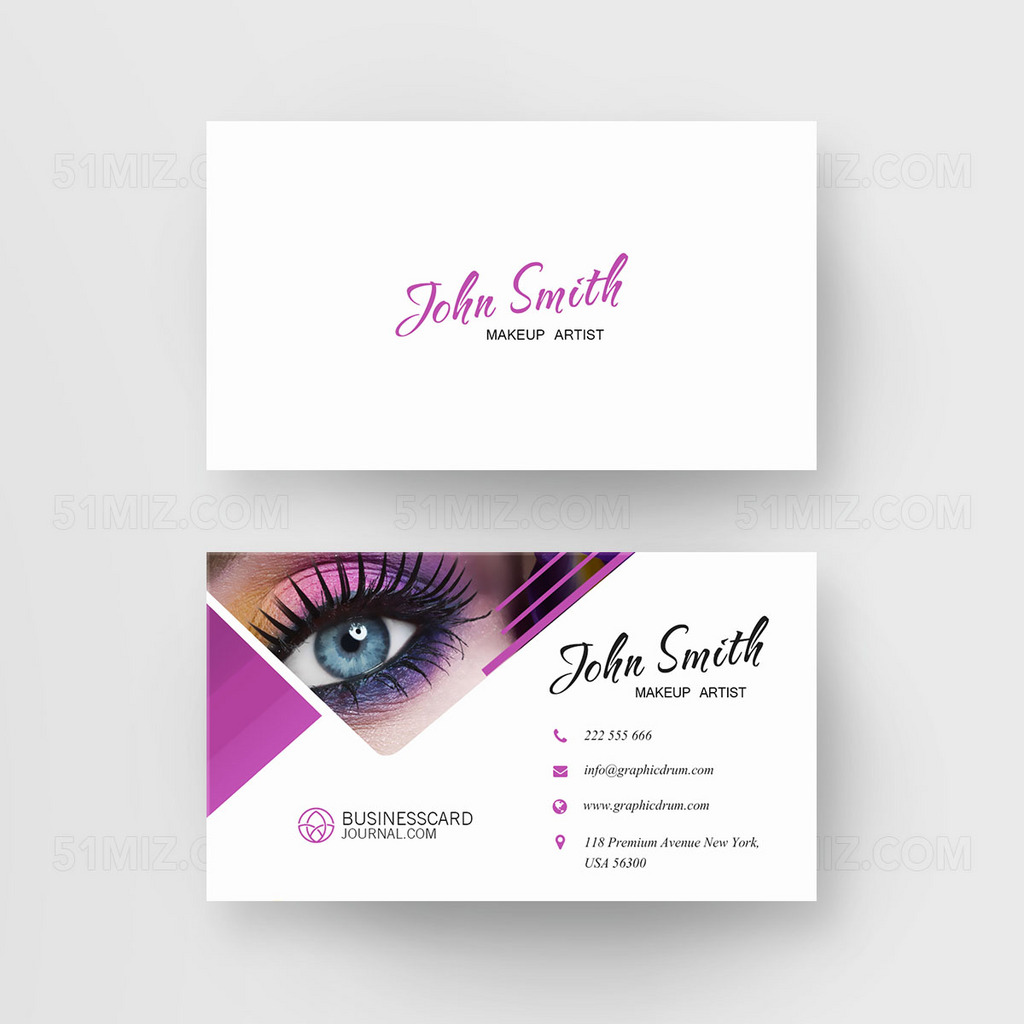 白色背景简约创意化妆师名片