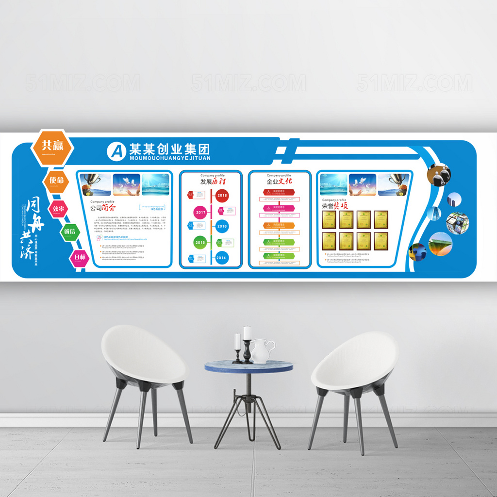 社区打造简约大气企业文化墙企业历程公司历程