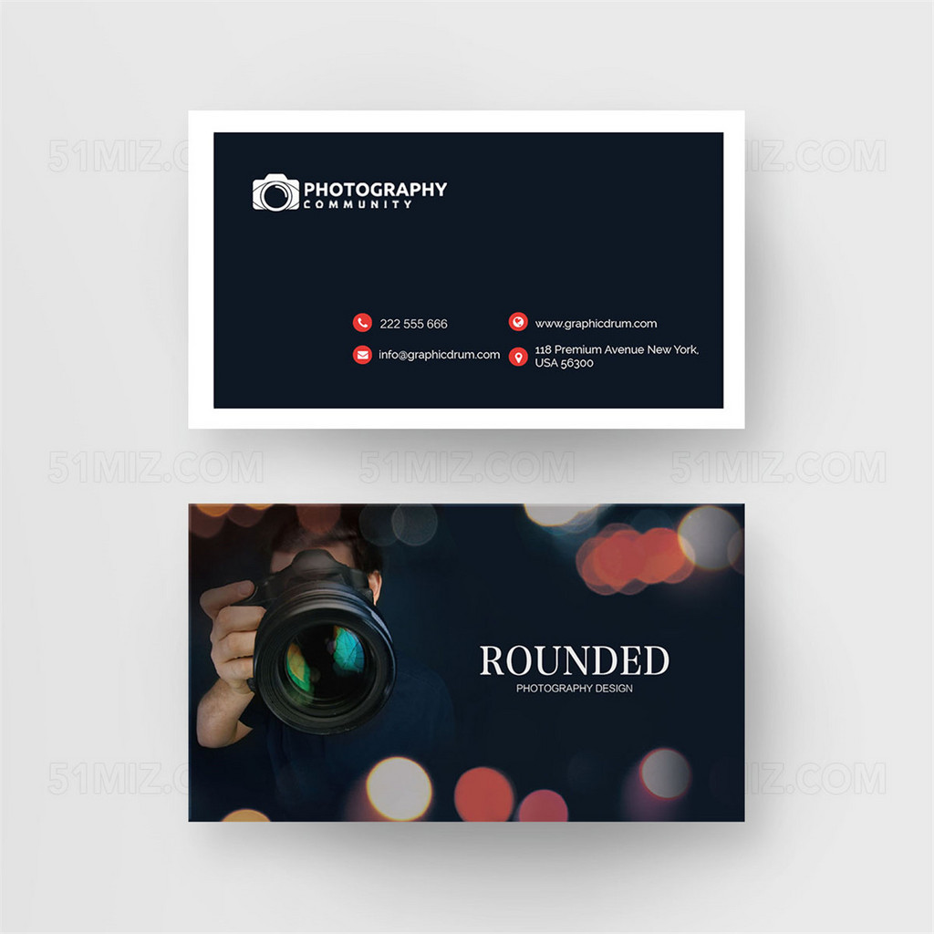 创意黑色摄影师名片