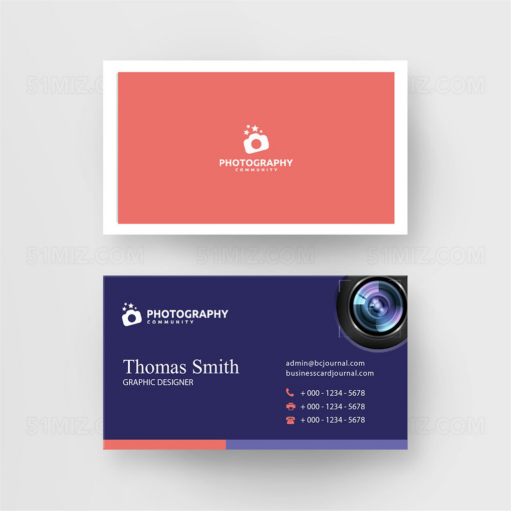 简约摄影师名片模板