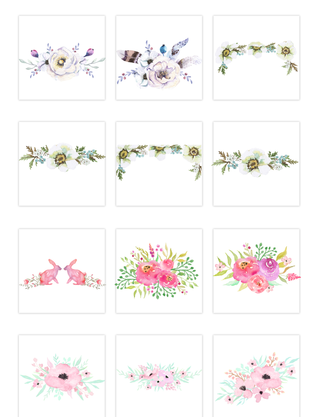 12个手绘花朵素材