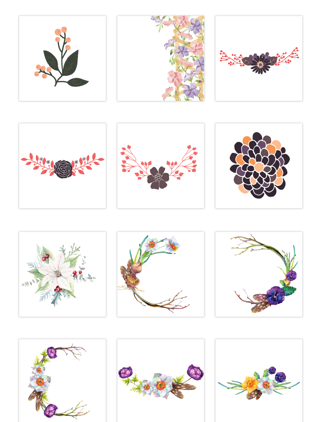 12个扁平与立体绘花边