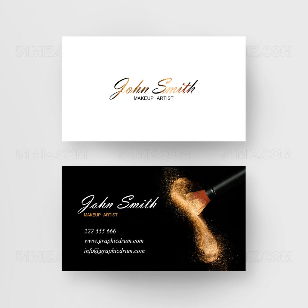 大气金简约时尚化妆师名片
