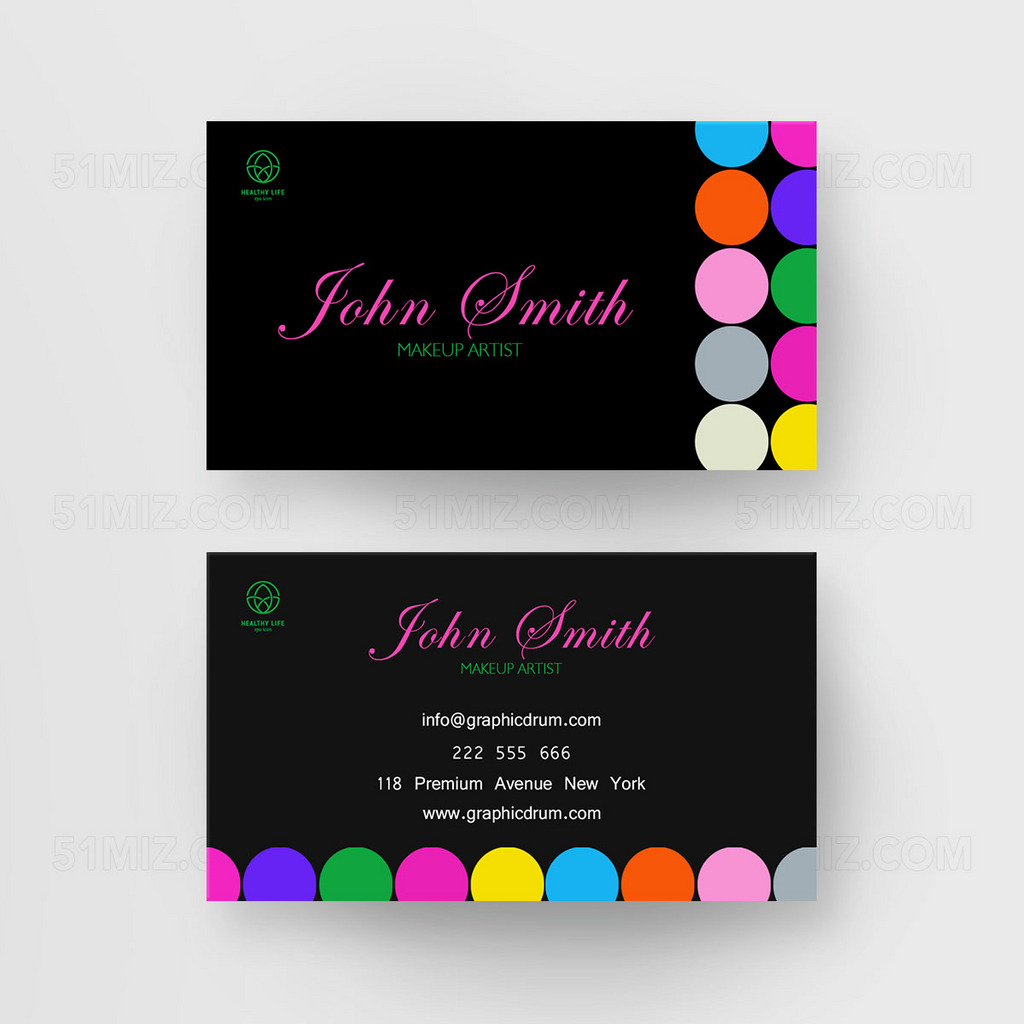 黑色背景高档大气化妆师名片设计