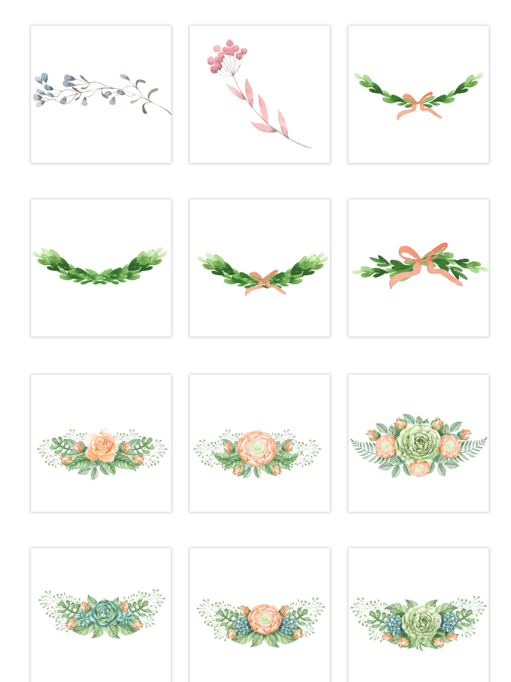 12个绿色系花卉素材