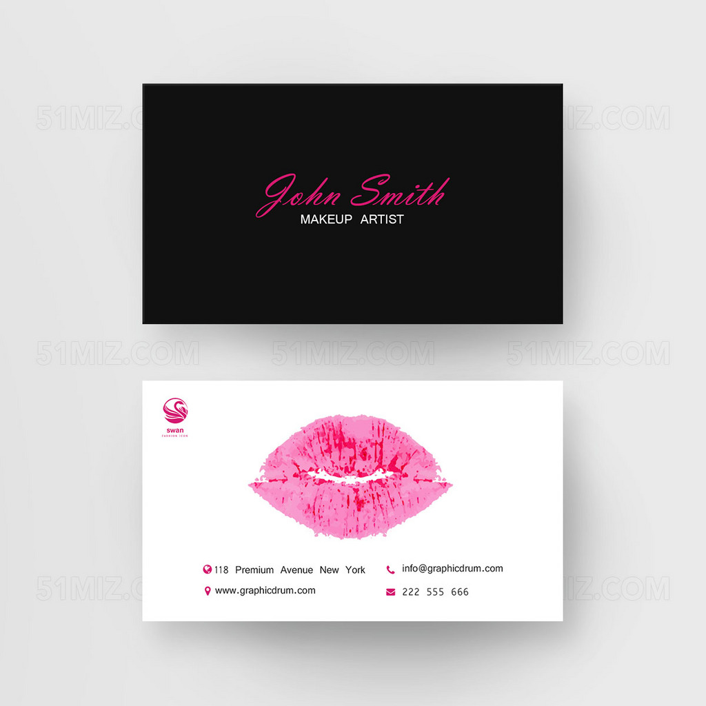 黑色背景简约高档化妆师名片
