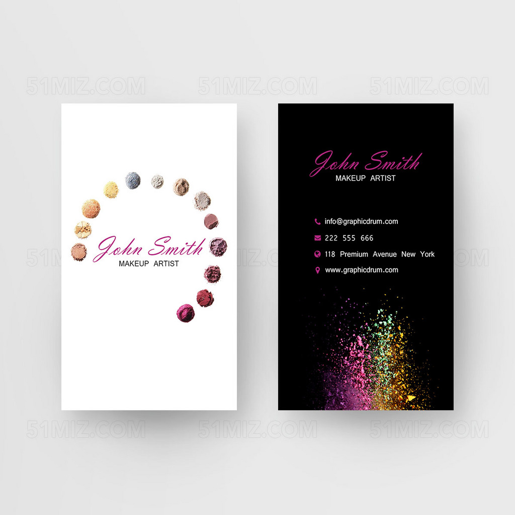 黑色背景大气高档化妆师名片设计