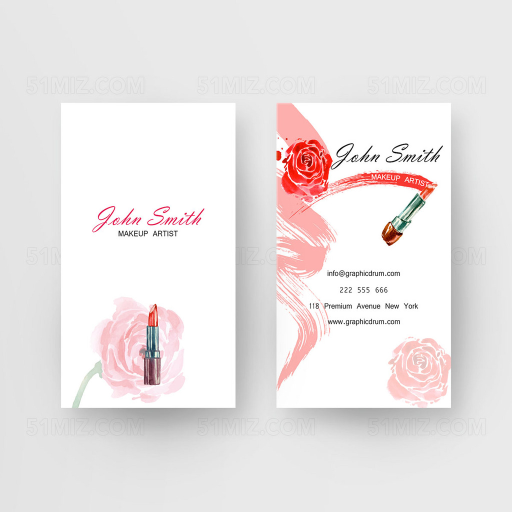 创意手绘化妆师名片设计