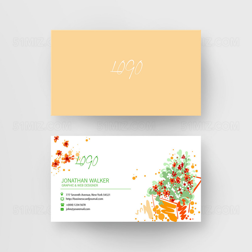 黄色背景清新时尚化妆师名片