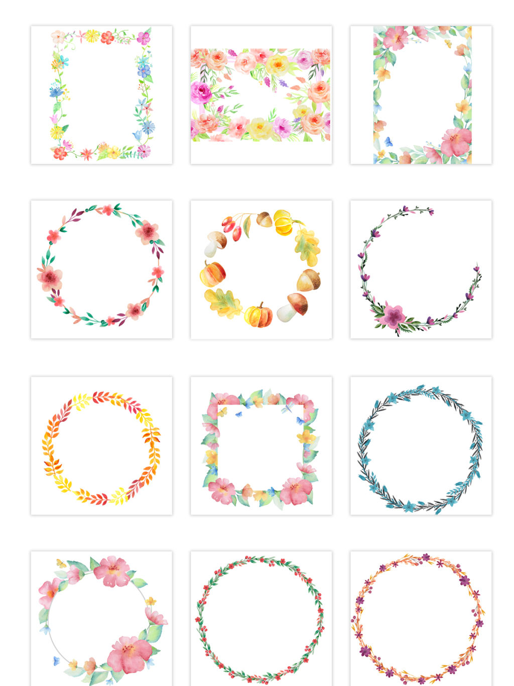 12个彩色花环素材