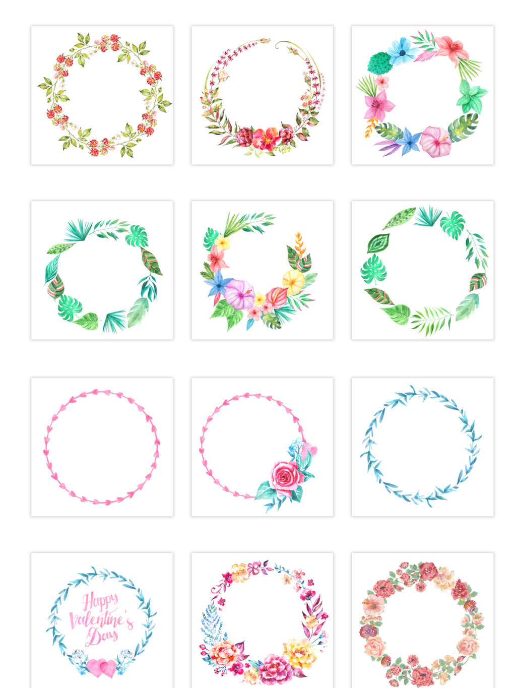 12个彩色花环素材