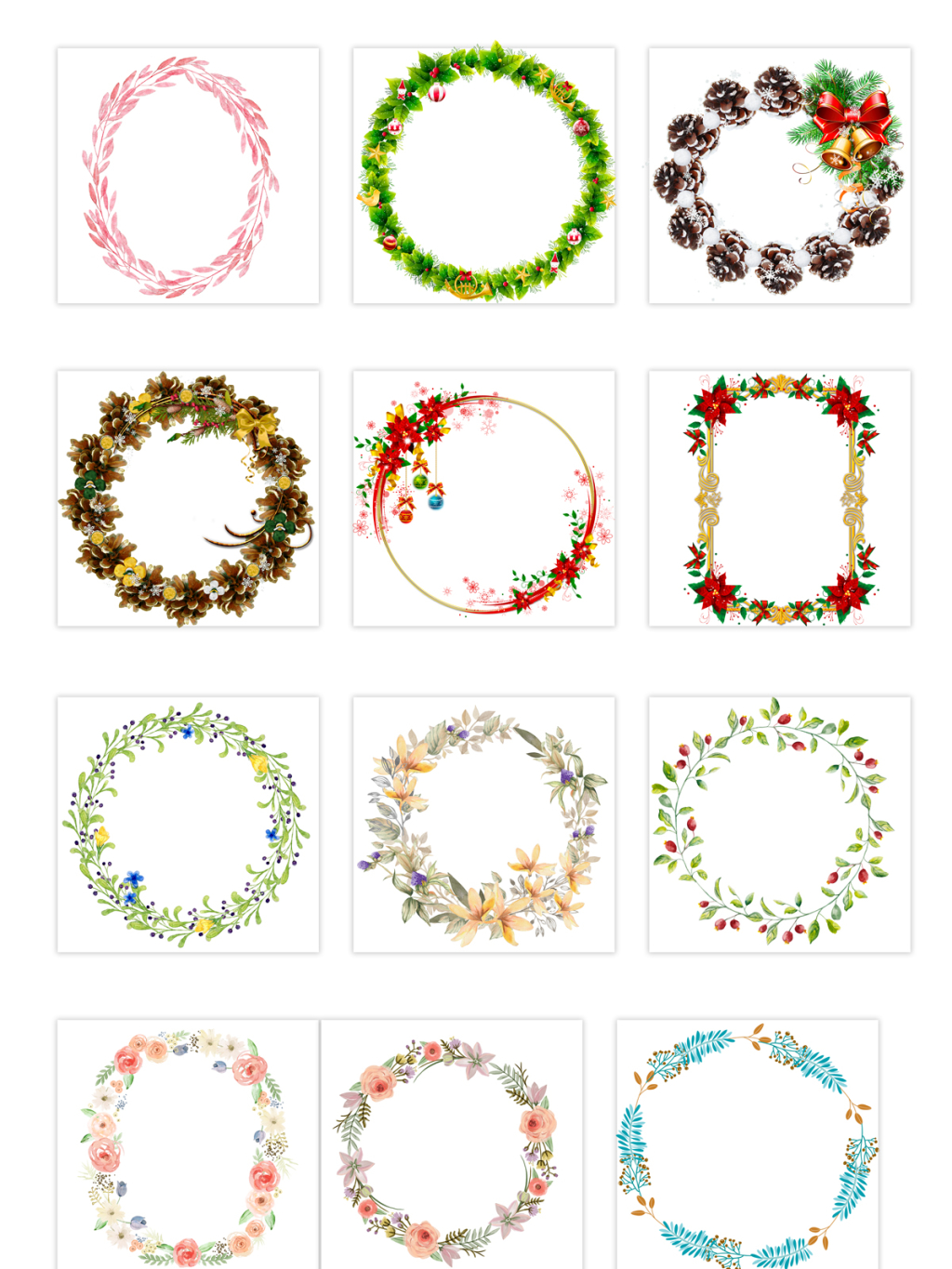 12个各式花环素材