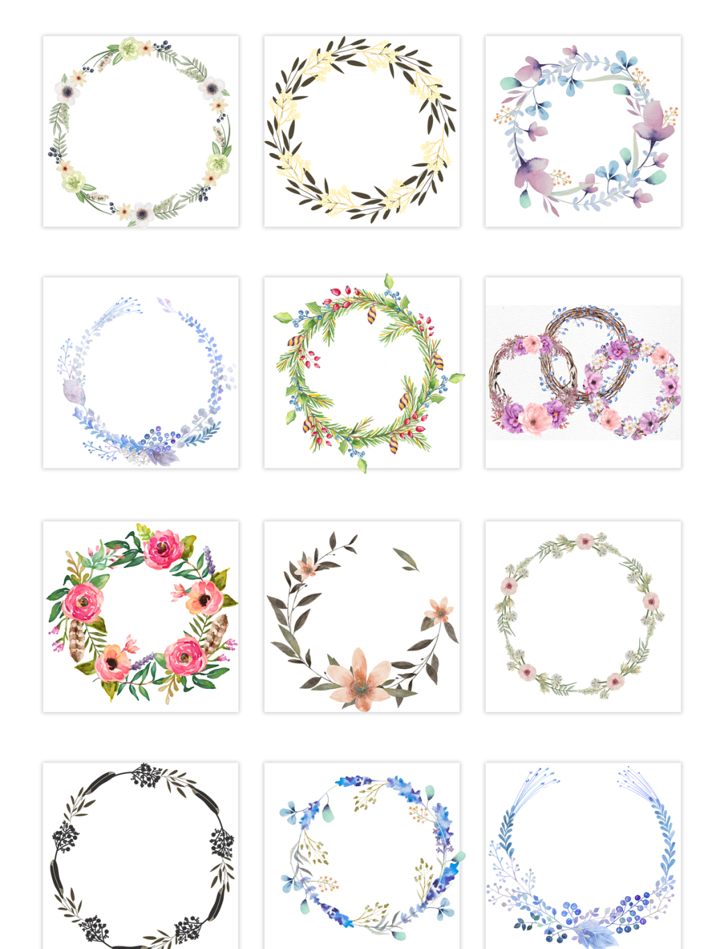 12个彩色花环素材