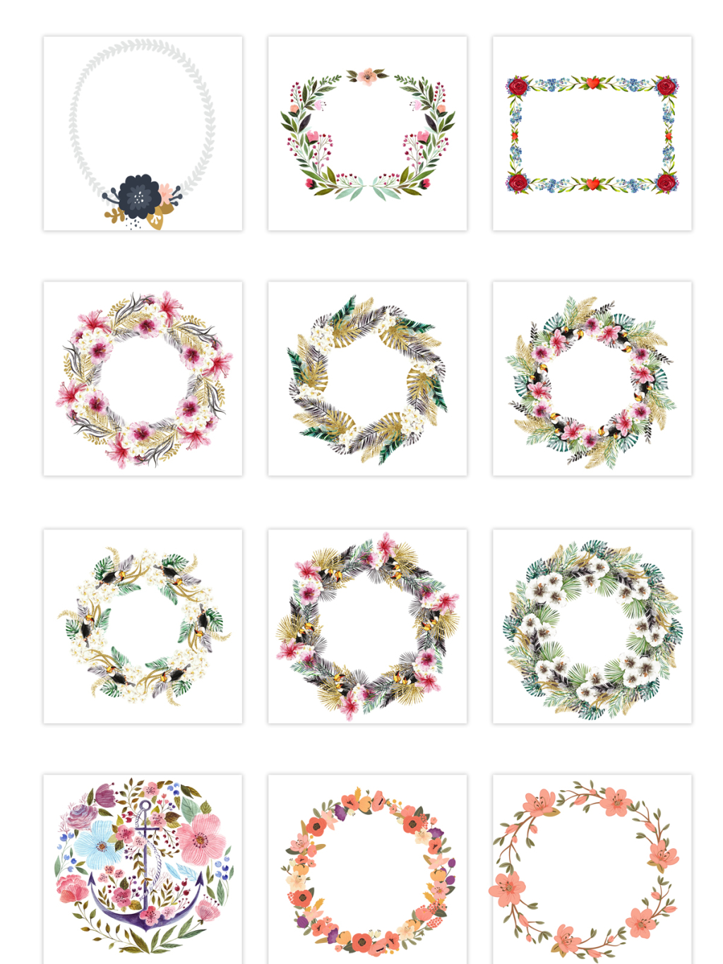 12个羽环花环素材