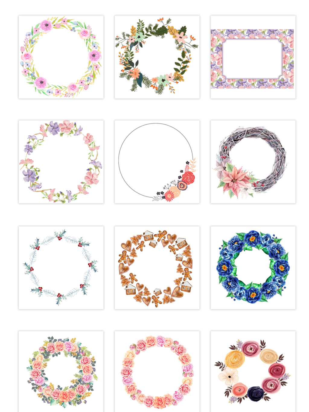 12个各式花环素材
