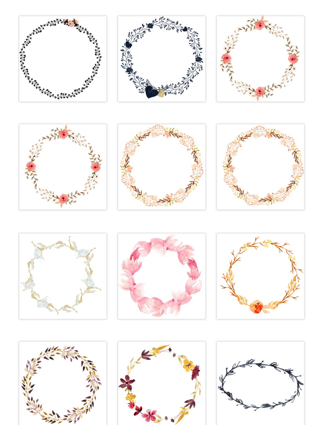 12个简单花环素材