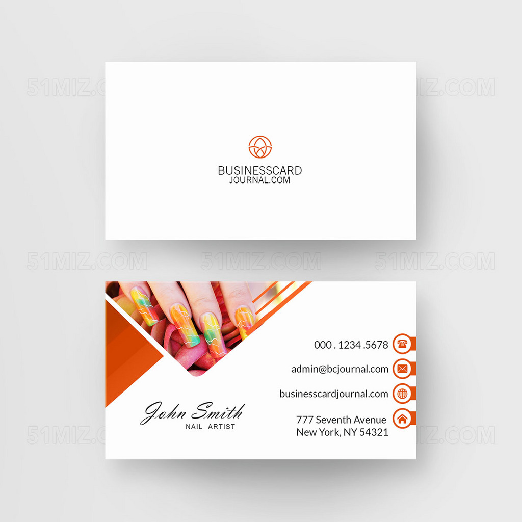 简约大气美甲师名片化妆师名片设计