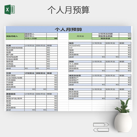 自带公式个人理财表