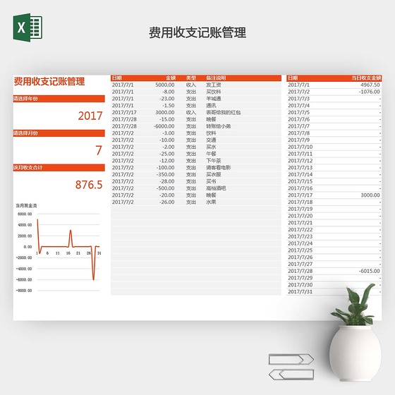 费用收支记账管理EXCEL模板