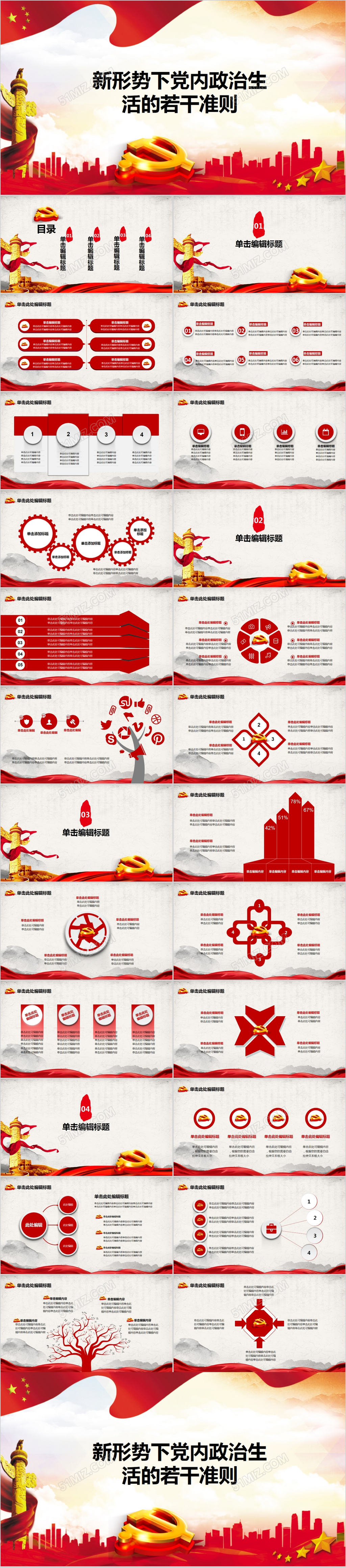 红色立体党课新形势下党内政治生活的若干准则PPT模板
