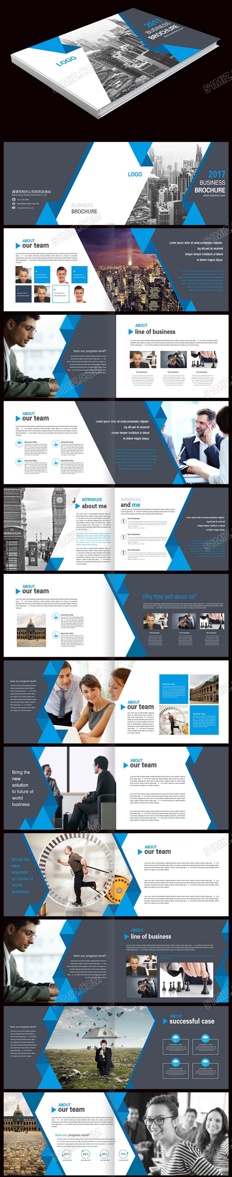 公司介绍蓝色高档公司宣传画册设计