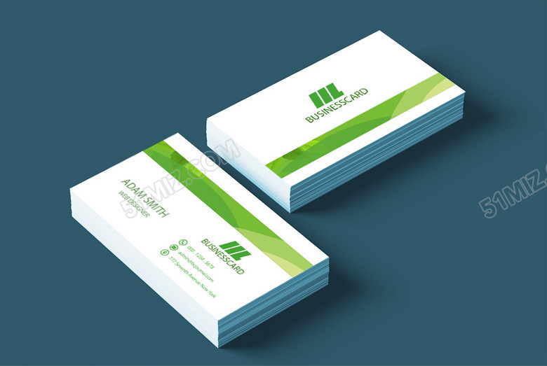 创意简约绿色名片模板